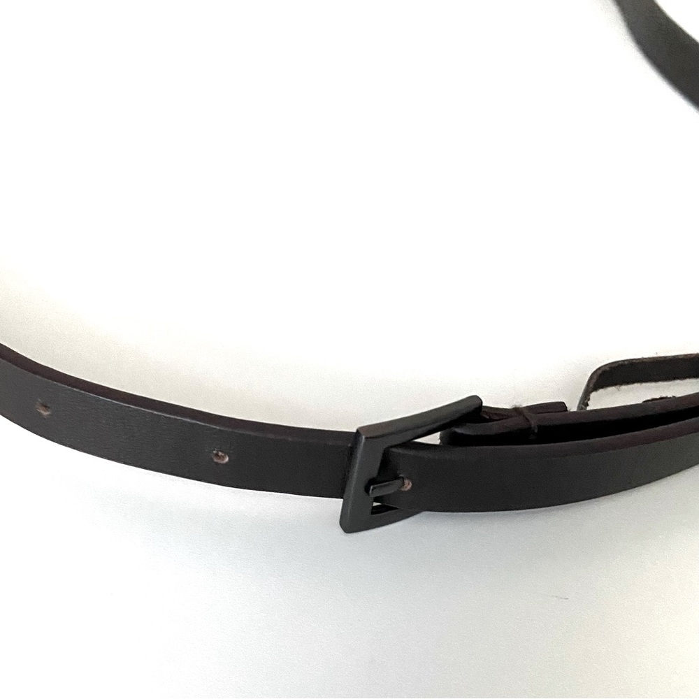 Dark Brown Genuine Leather Belt with Square Buckle - Picture 2 of 6